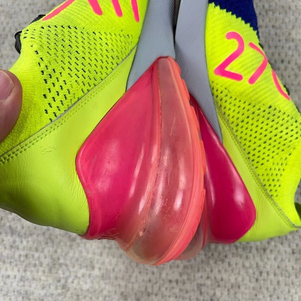 Nike‎ Air Max 270 Flyknit Men's 10.5 Blue Pink Green Volt A01023-501